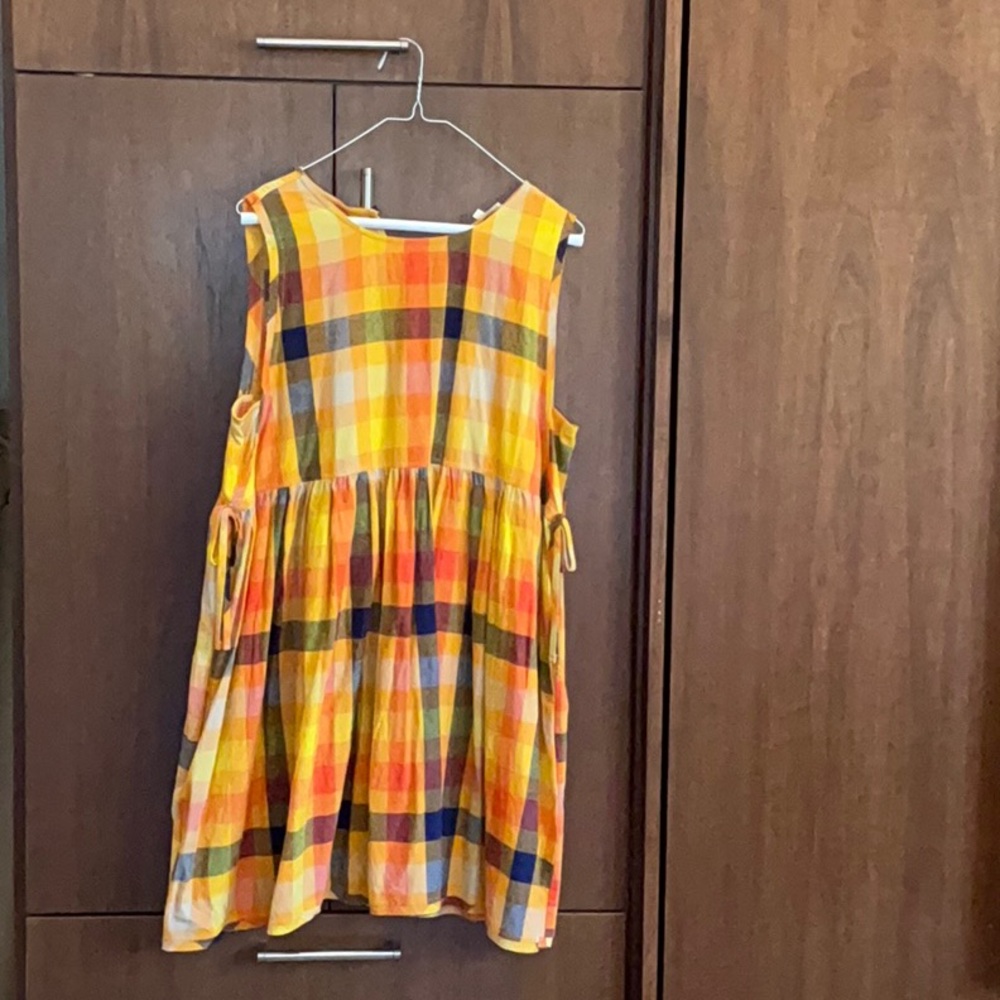 Easel Orange and Blue Plaid Fabric
